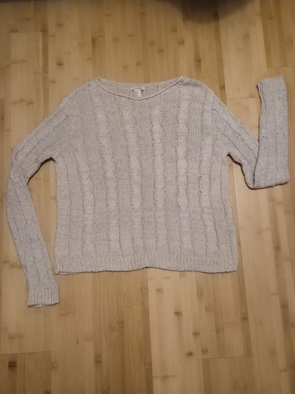 ​Forever 21 Cable Knit Sweater Oatmeal Cream Chunky Long Sleeve Medium